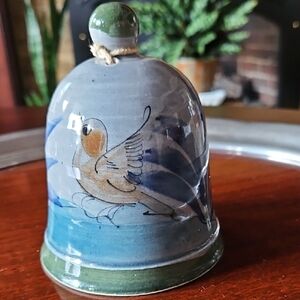 Tonala Mexican Ceramic Stoneware Bell with Bird Motif